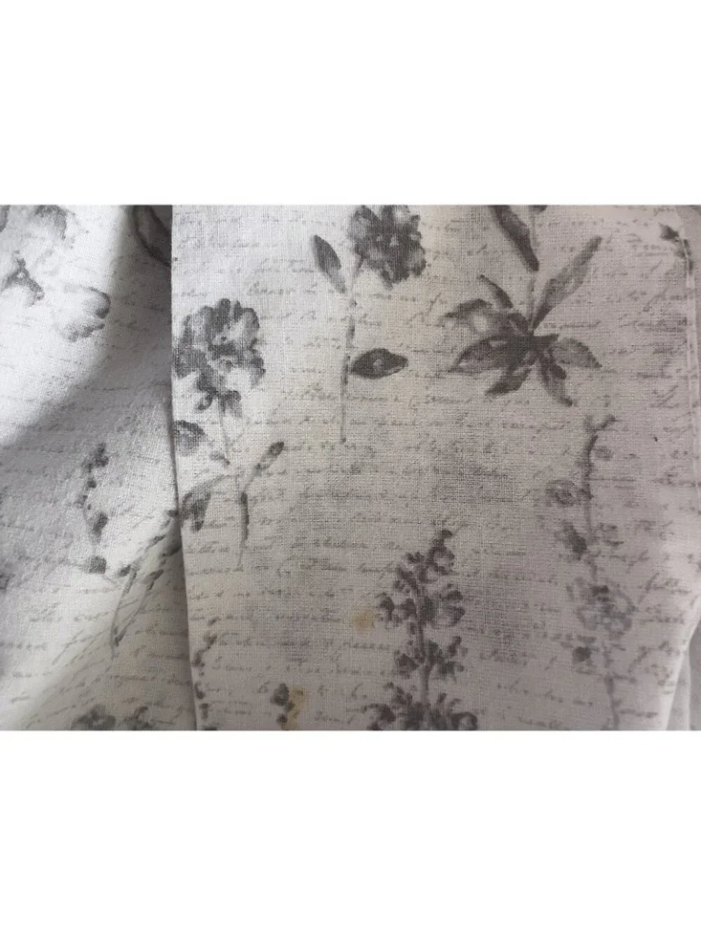 BOTANICAL Pillowcase Pair Standard Size Gray White Script Garden Floral Flowers